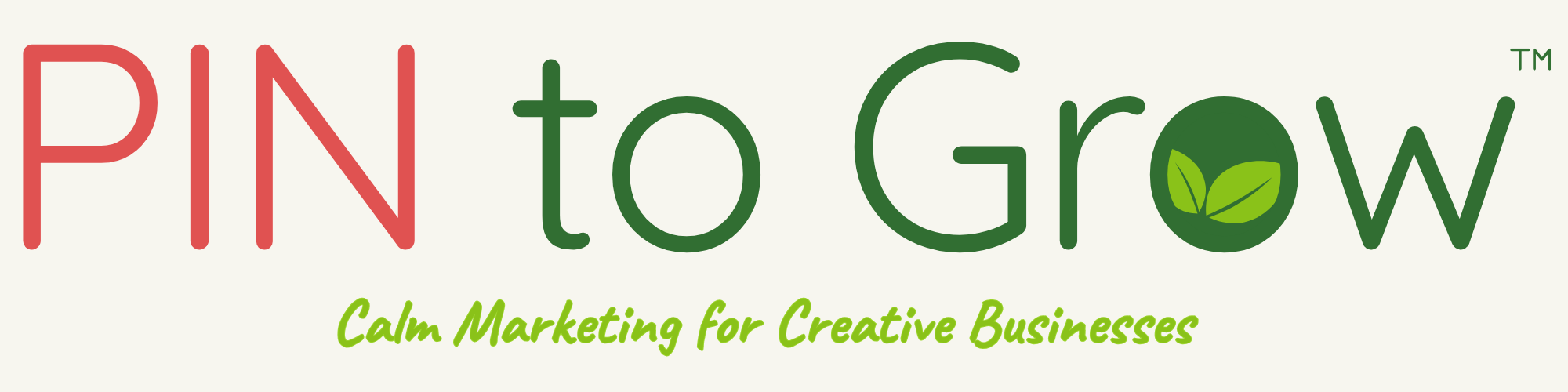 The PIN to Grow logo with the tagline "Calm Marketing for Creative Businesses"